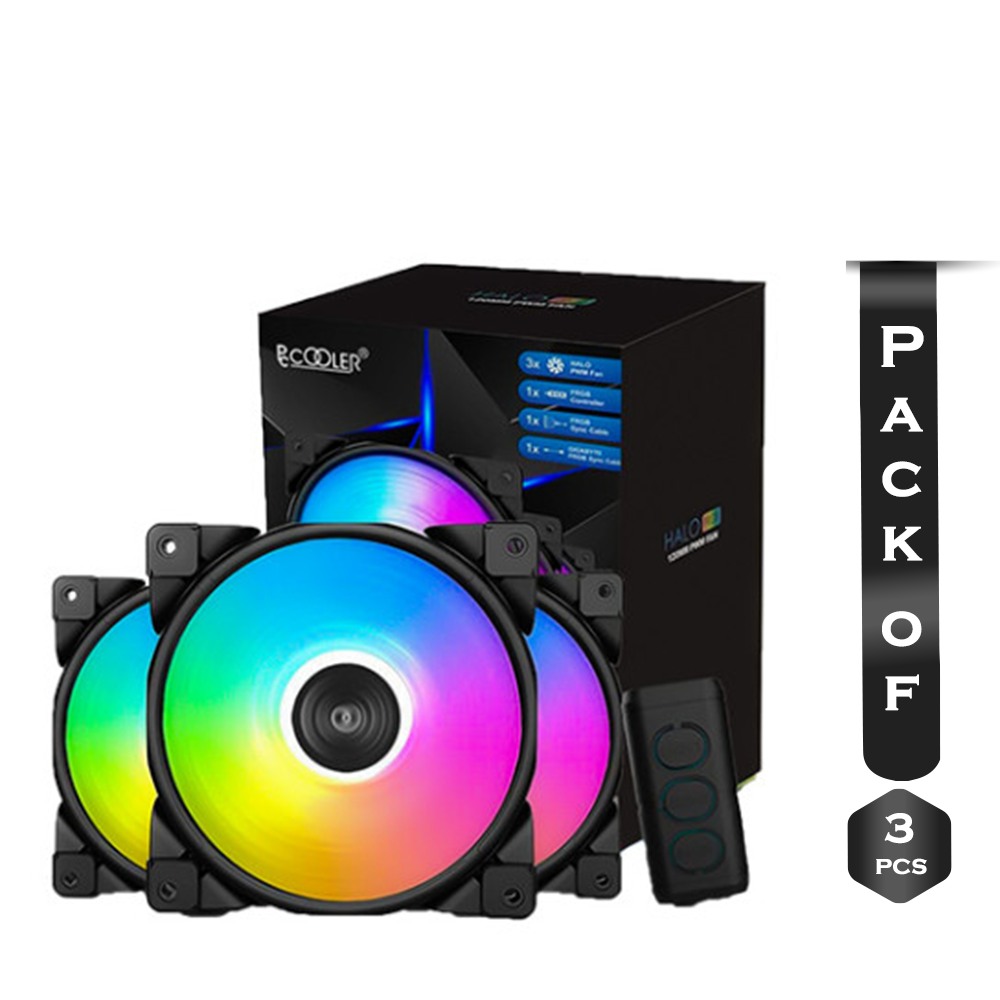PCCOOLER Halo FGRB 3-in-1 Cooling Kit 120mm 4Pin PWM Fan - Black