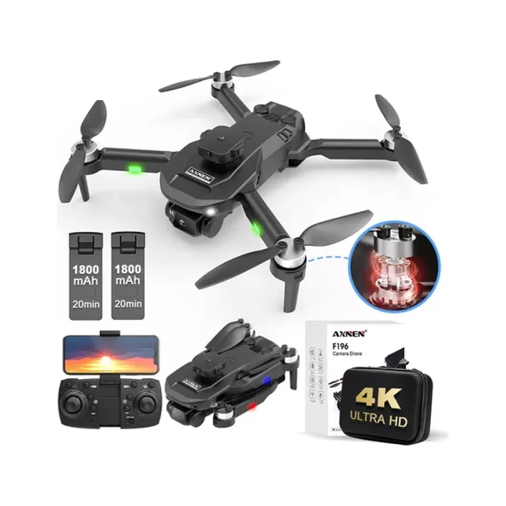 AXNEN F196 Brushless Motor Aerial Drone 4K HD Dual Camera Quadcopter Drone - Black
