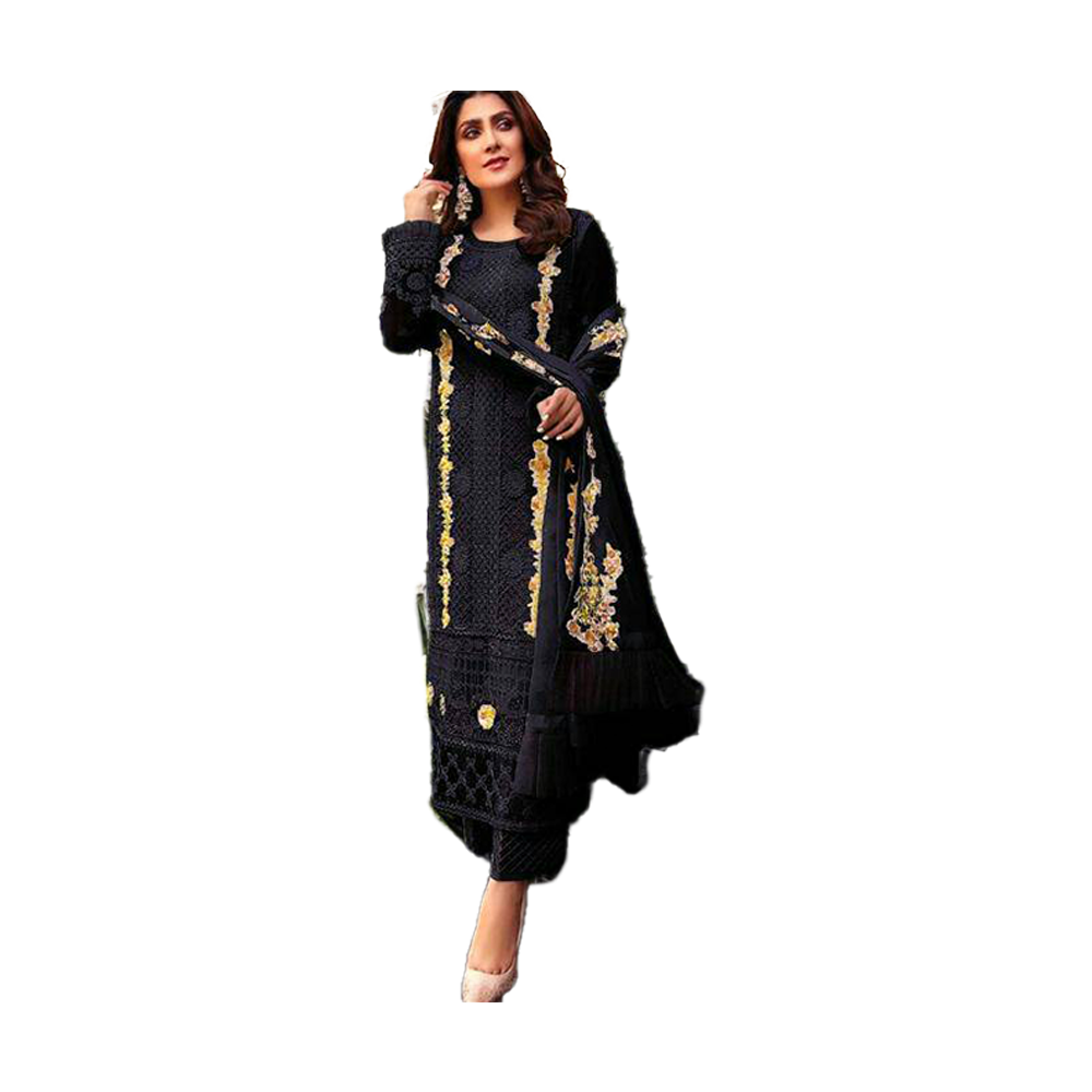 Unstitched Embroidery Work Georgette Shalwar Kameez For Women - Multicolor