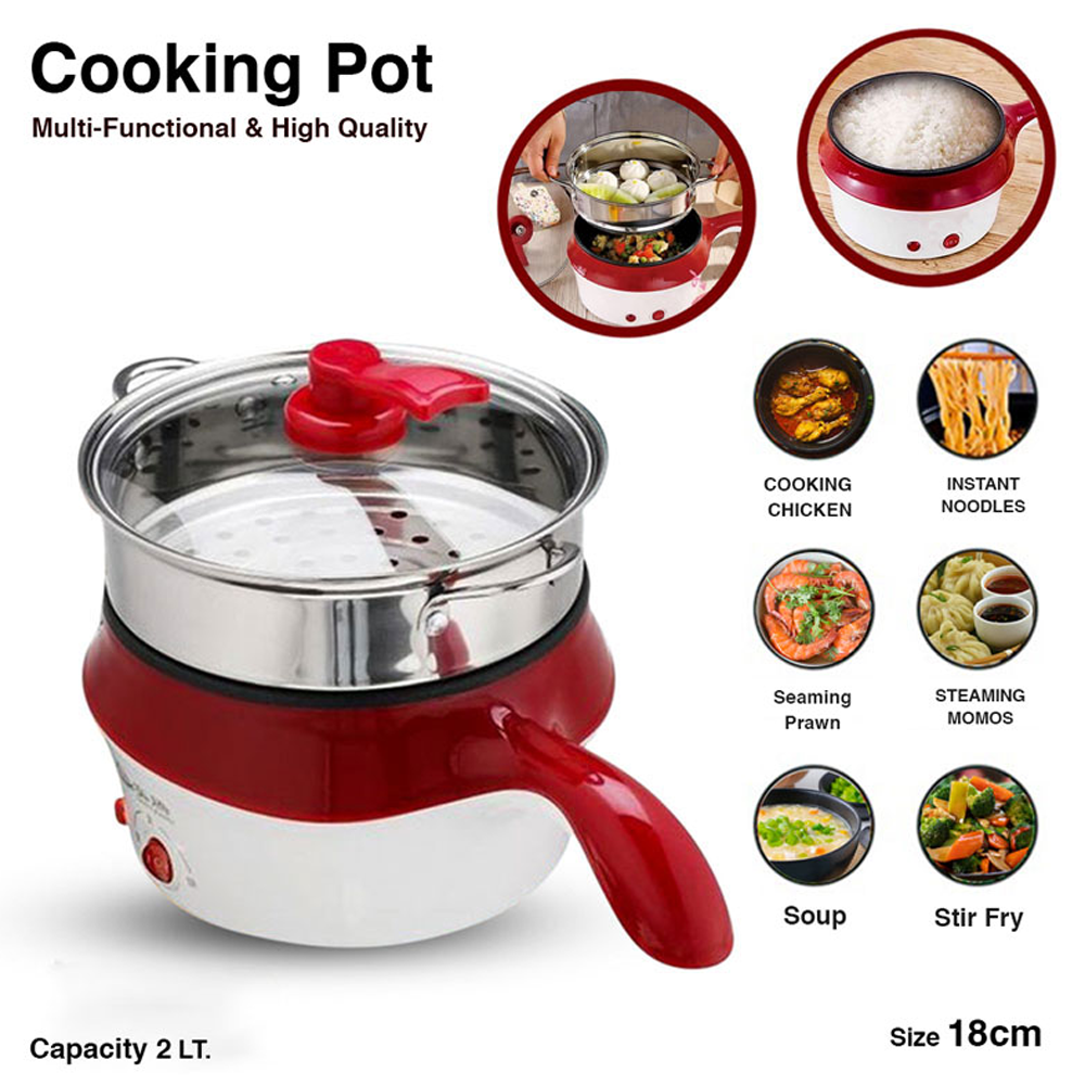 Mini Electric Multi Cooker - 1.5 Liter - Red and White