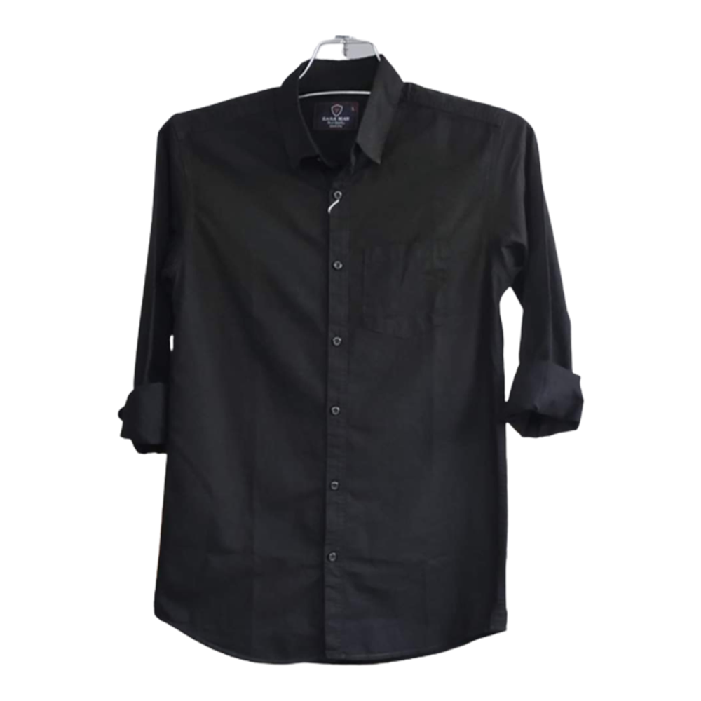 Oxford Cotton Full Sleeve Shirt For Men - Black - OP85