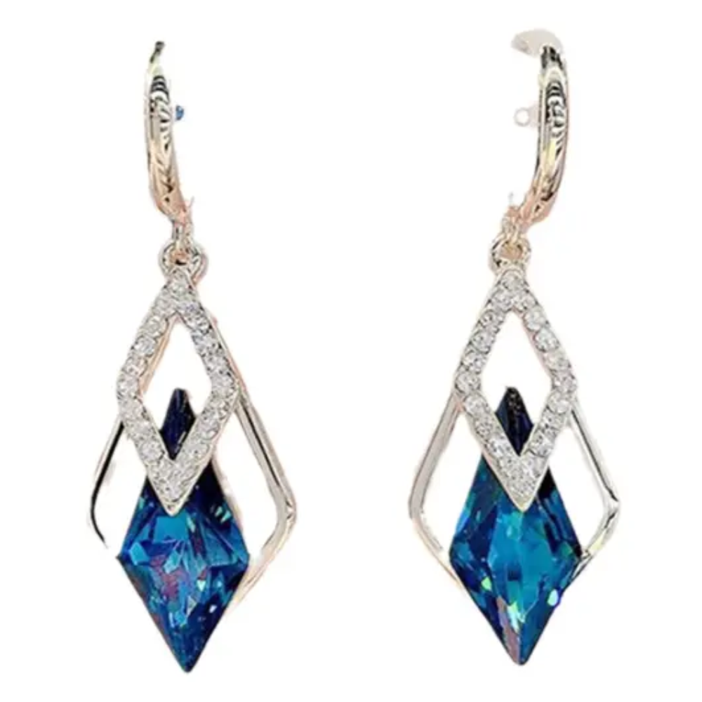 Faux Crystal Geometry Shape Earrings For Women - Golden