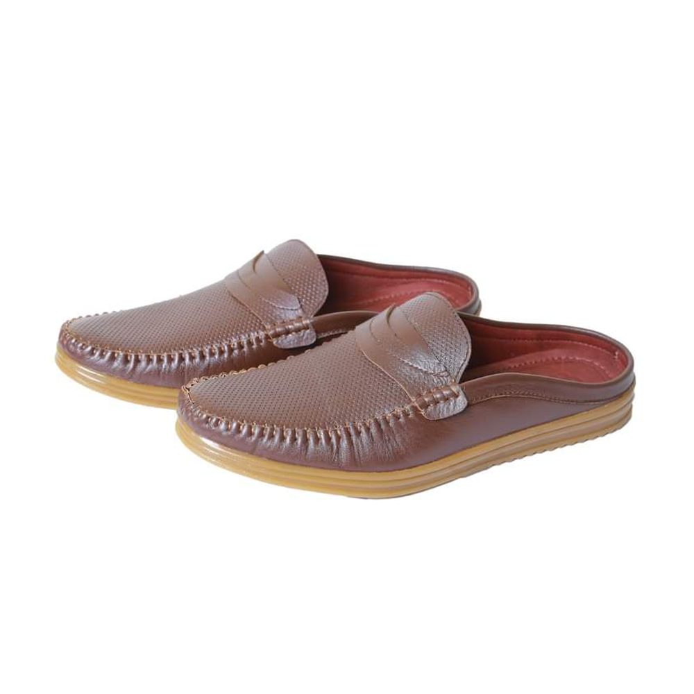 Leather Half Shoe For Men - Brown