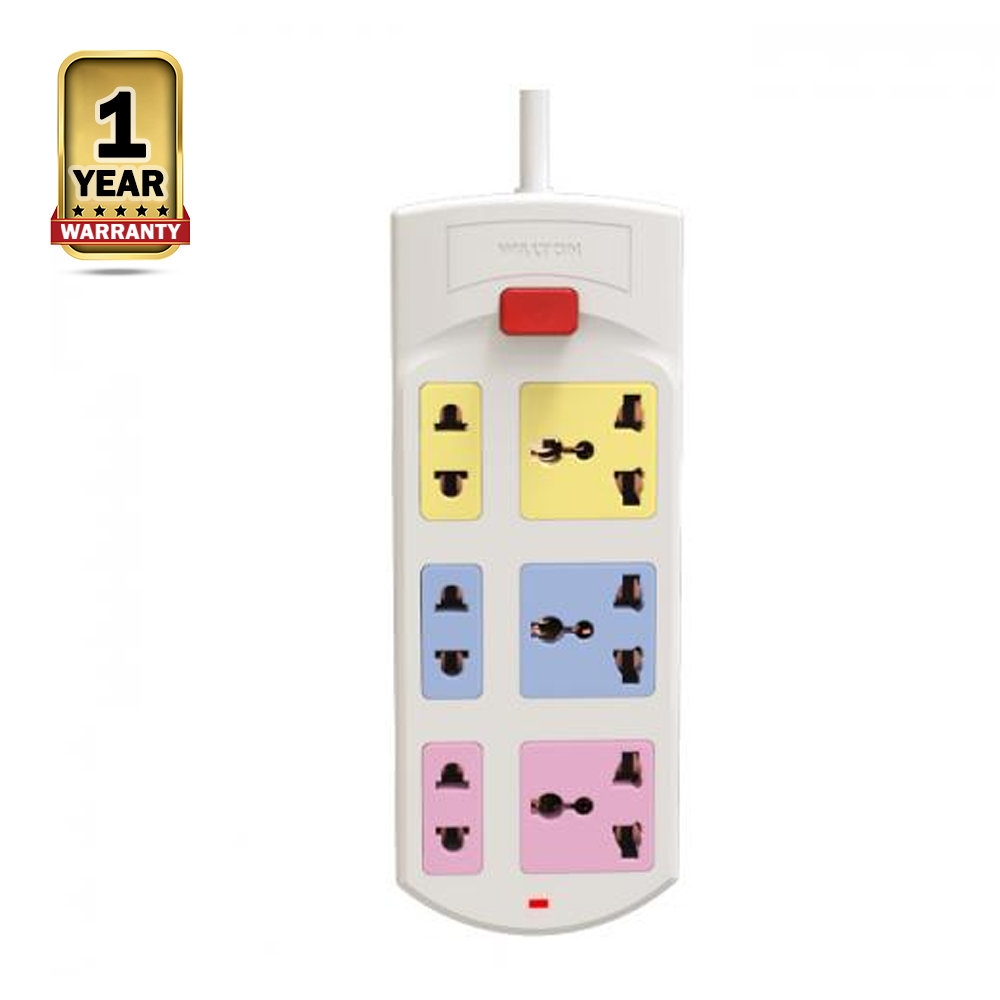 Walton WES6P3M Virgin Plastic Universal 6 Socket Multiplug - 3 Meter - 278155