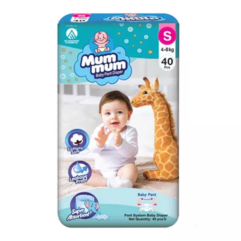 Mum Mum Baby Diapers Pant - Small - 4-8Kg - 40Pcs