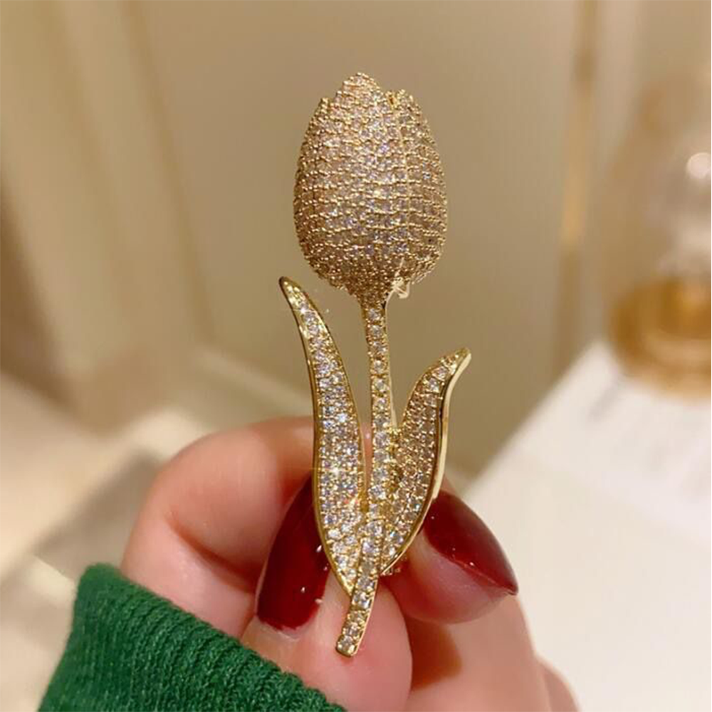 Metal Flower-03 Brooch Hijab Safety Pin For Girls And Women - Golden