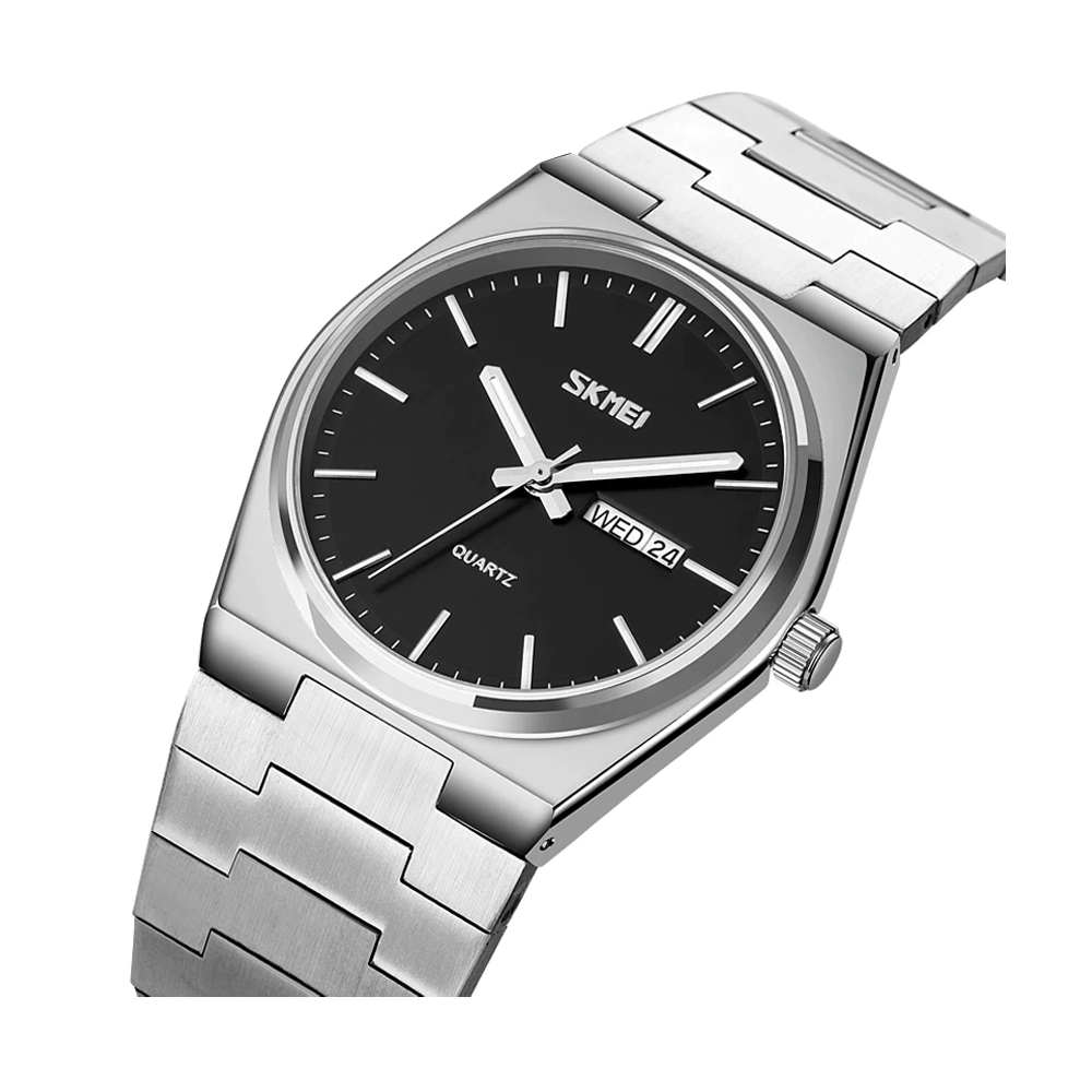 SKMEI 9288 Stainless Steel Wristwatches For Men - Silver and Black