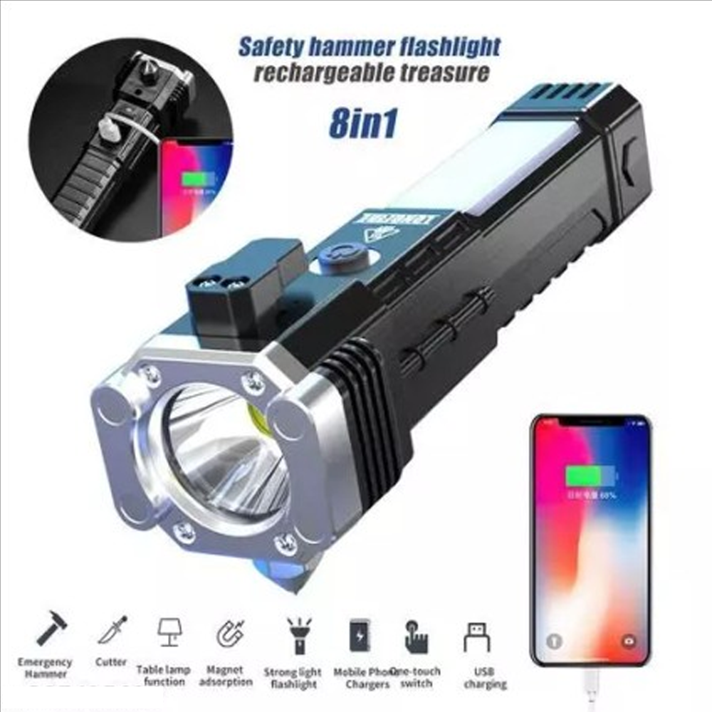 Super Bright Rechargeable Hammer LED Handheld Flashlight