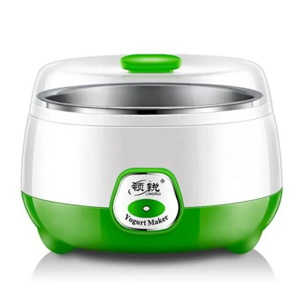 Automatic Stainless Steel Yogurt Maker - 1 Liter - Green and Silver