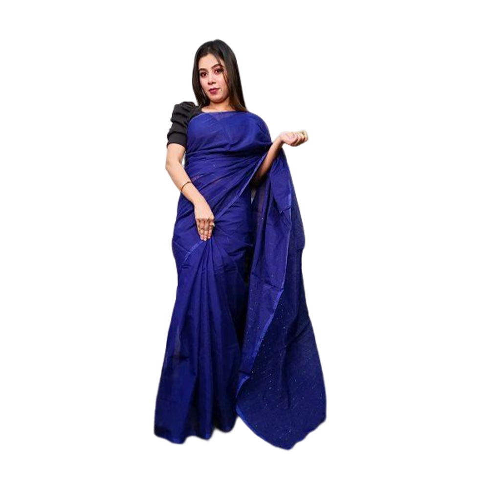 Hand Loom Chumki Saree for Women - Blue - D03