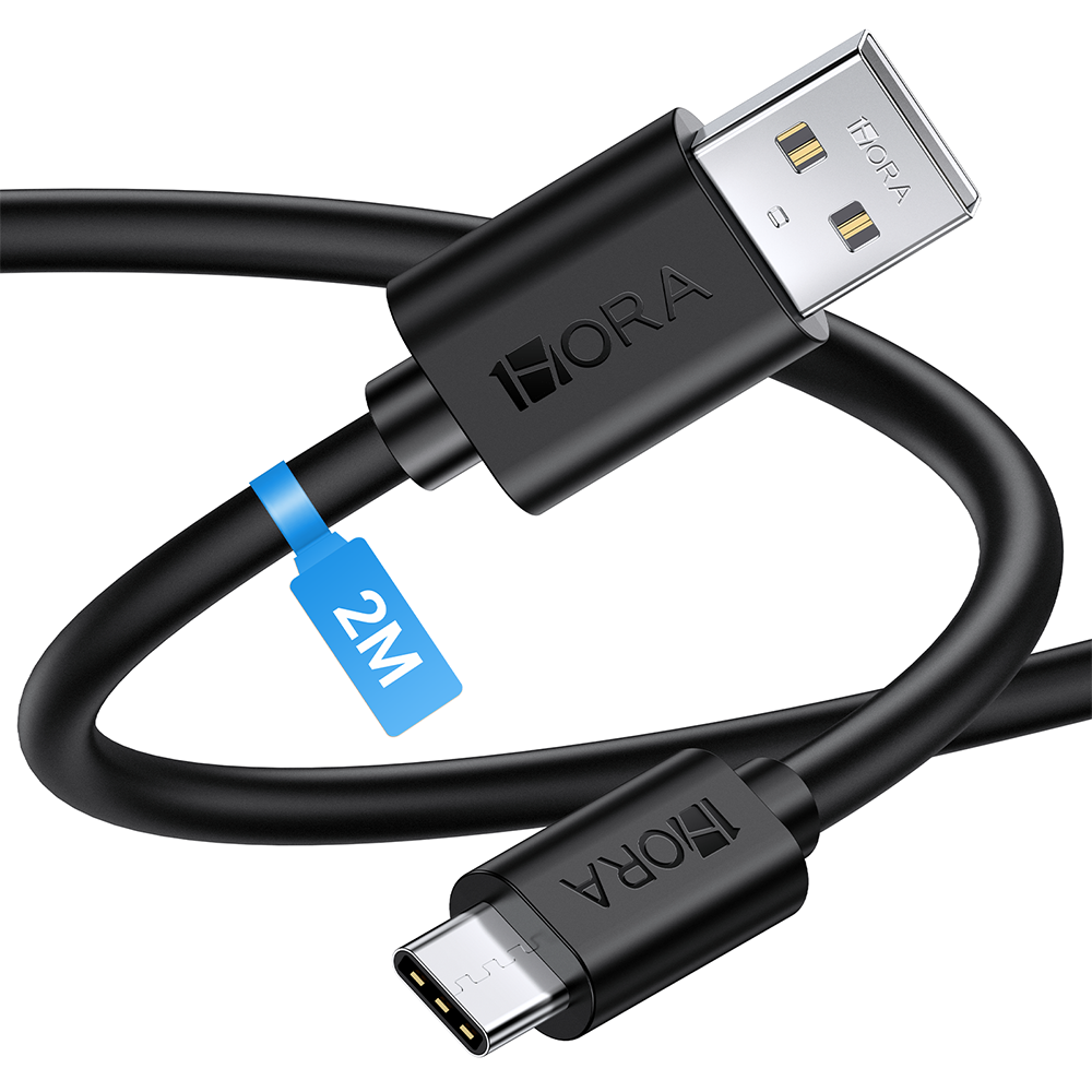 1Hora V8 Series Micro USB to Type C Cable - 2M - Black - CAB185N