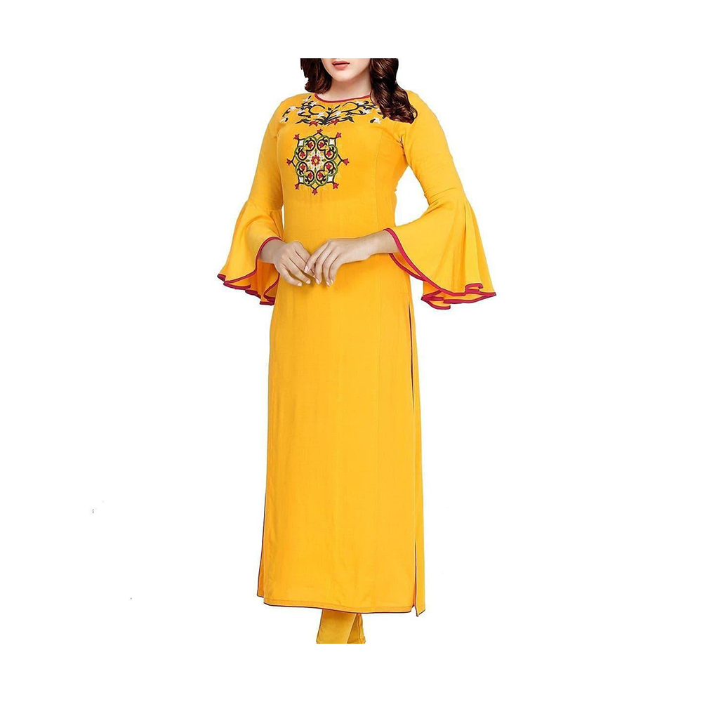 Linen Ready Made Kurti For Women - BF-24 - Yellow