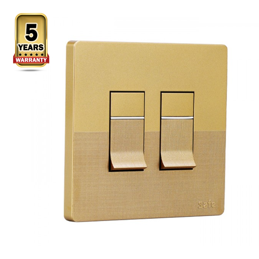 Walton Luxury 2 Gang 1 Way Switch - Golden