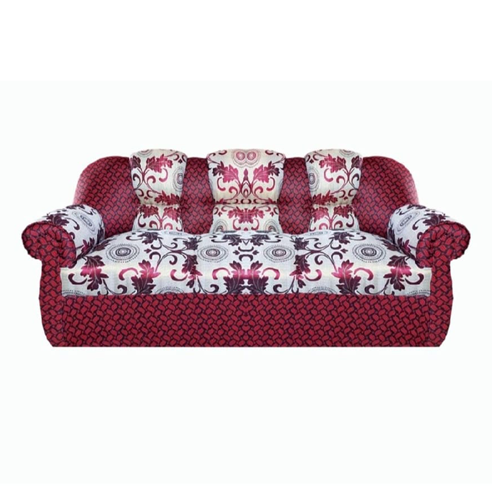 Solid Segun Wood 3 Seater Sofa Set - Maroon