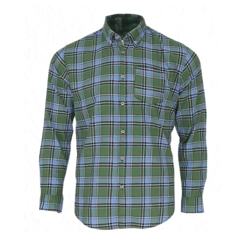 Cotton Full Sleeve Casual Check Shirt For Men - Dark Green