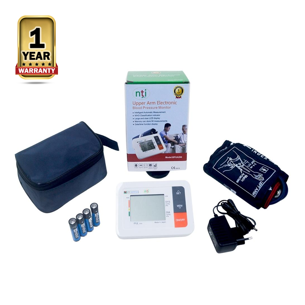 NTI BPUA200 Upper Arm Electronic Digital Blood Pressure Monitor Machine - White