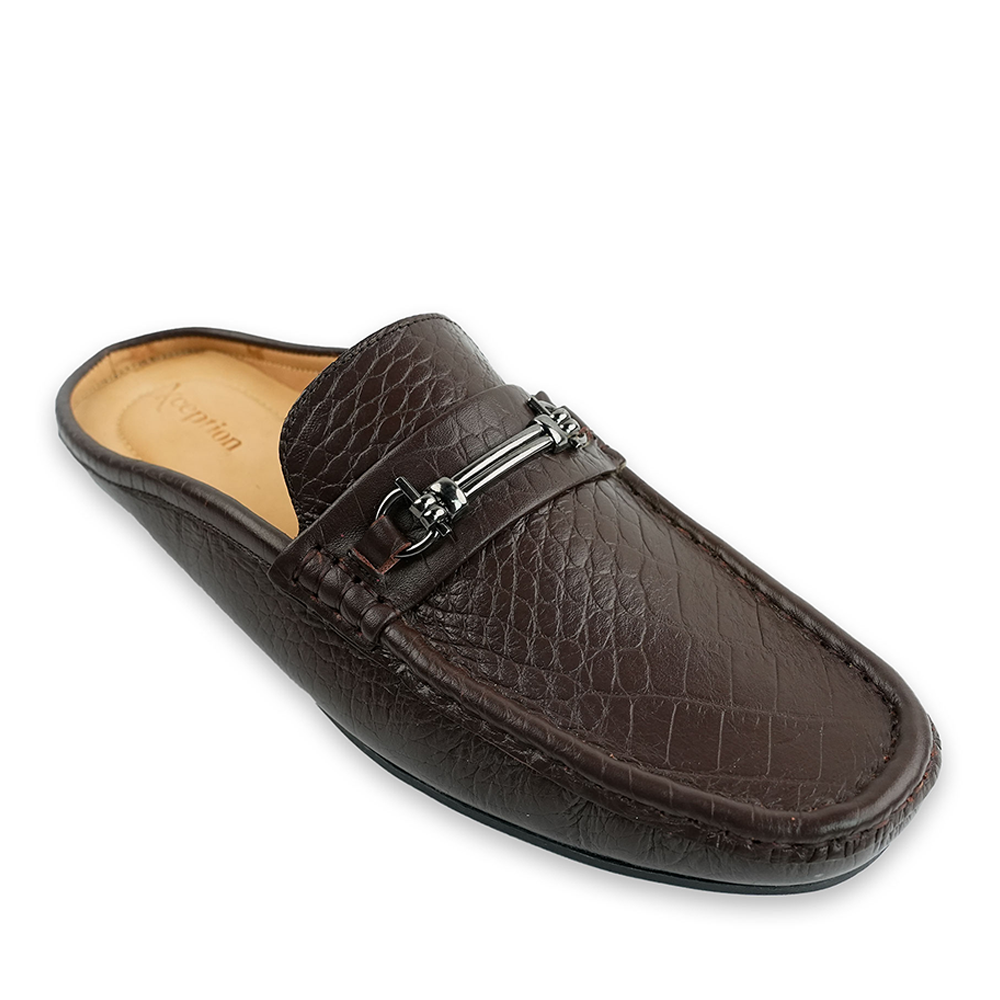 Leather Handmade True Moccasin Half Shoes for Men - Brown