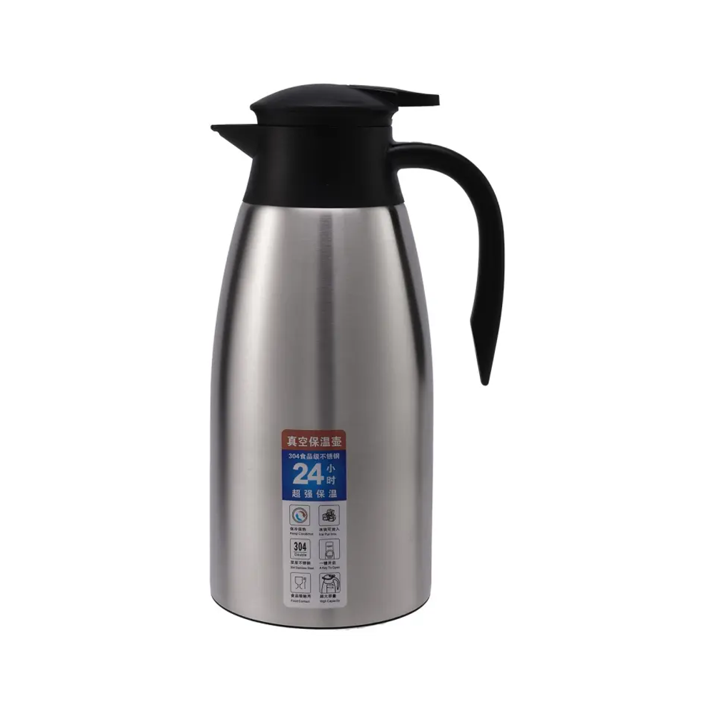 Stainless Steel Insulated Thermal Flask Vacuum Water Bottle - 2 Litre - Silver