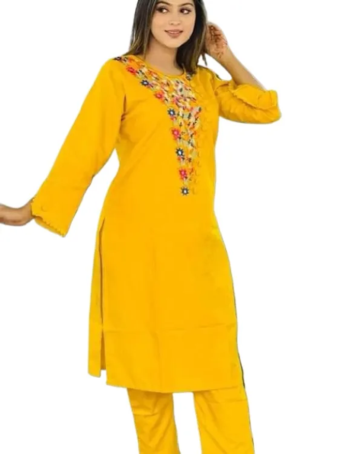 Cotton Readymade Salwar Kameez For Women - Yellow