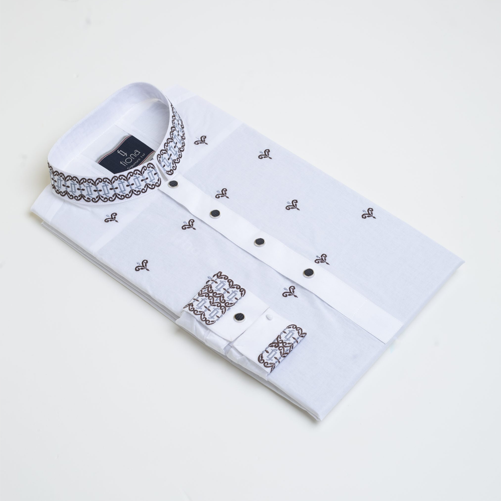 Fiona Cotton Panjabi for Men - White - SG-09