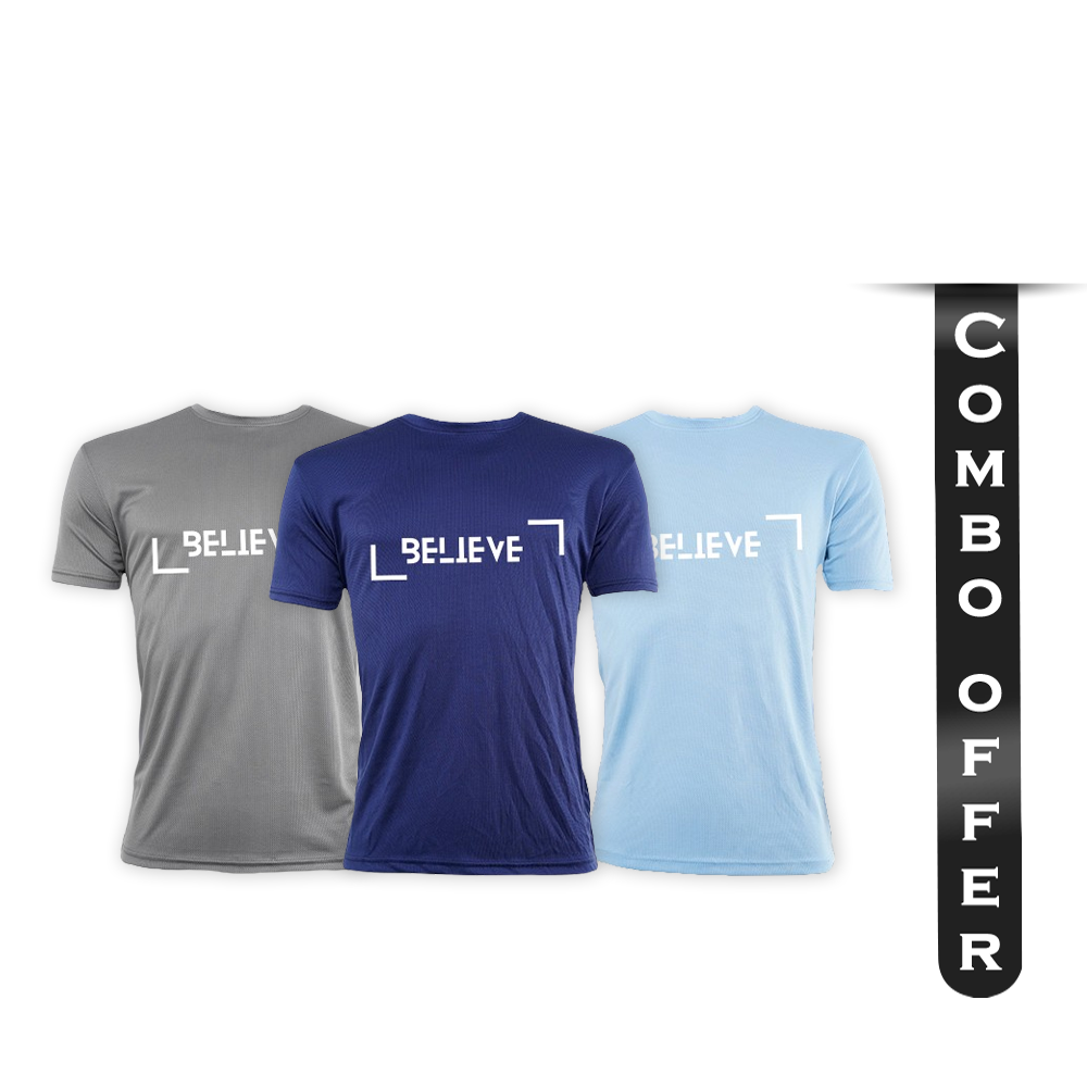 Combo of 3Pcs Mesh Half Sleeve T-Shirt For Men - Multicolor - AN-26