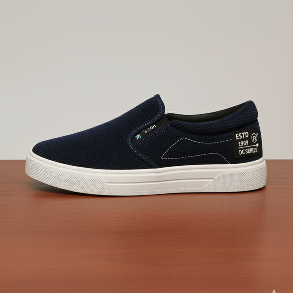 Premium Corduroy Slip On Shoes for Men - Navy Blue - P103