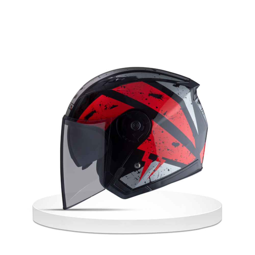 Torq Atom Half Face Leak Helmet - M Size - Glossy Red and Black