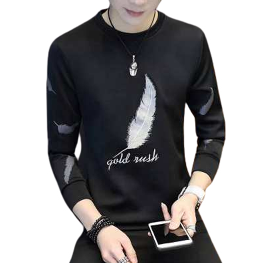 Cotton Winter Full Sleeve T-Shirt For Men - Black - FT-49