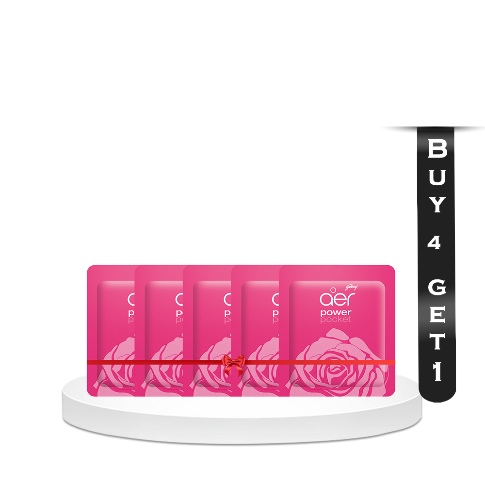 Buy 4 Godrej Aer Power Pocket Rose Fresh Blossom Bathroom Fragrance Get 1 Free -50gm