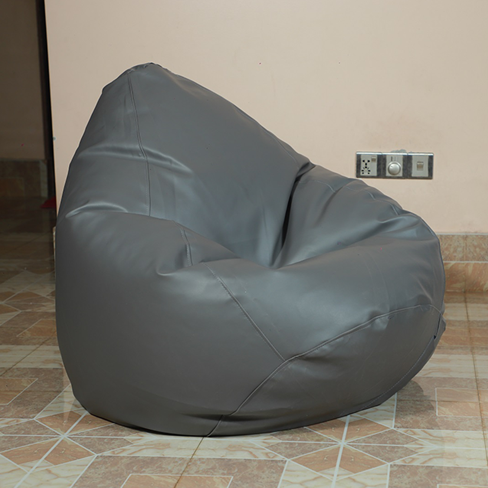 Leather Bean Bag XXXL With Extended Back Support - Ash - APL3AS