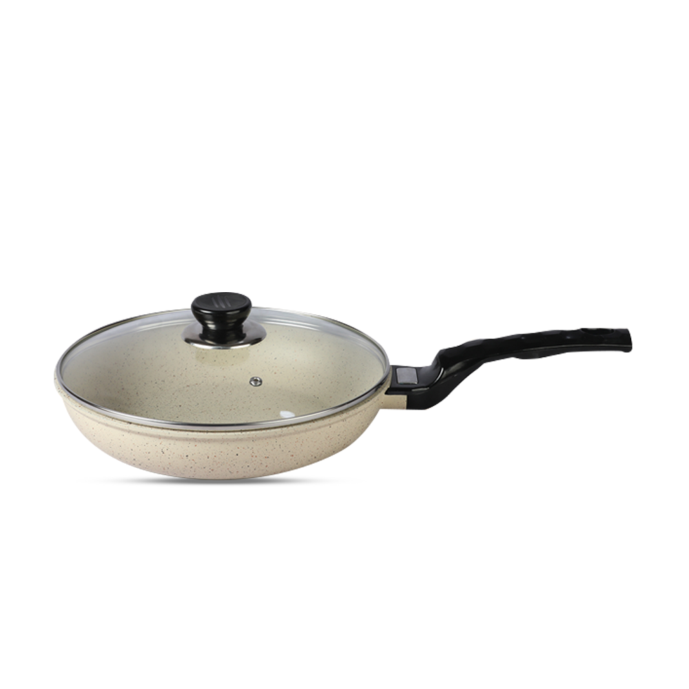 BD -KOR Marble Coating with Glass Non Stick Fry Pan - 24 CM