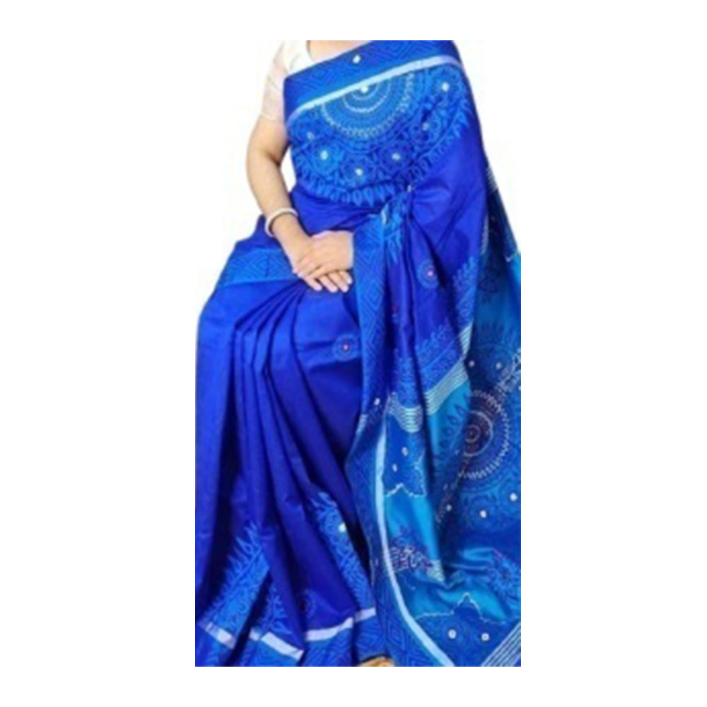 Dupion Silk Saree For Women - Blue - SP-H40