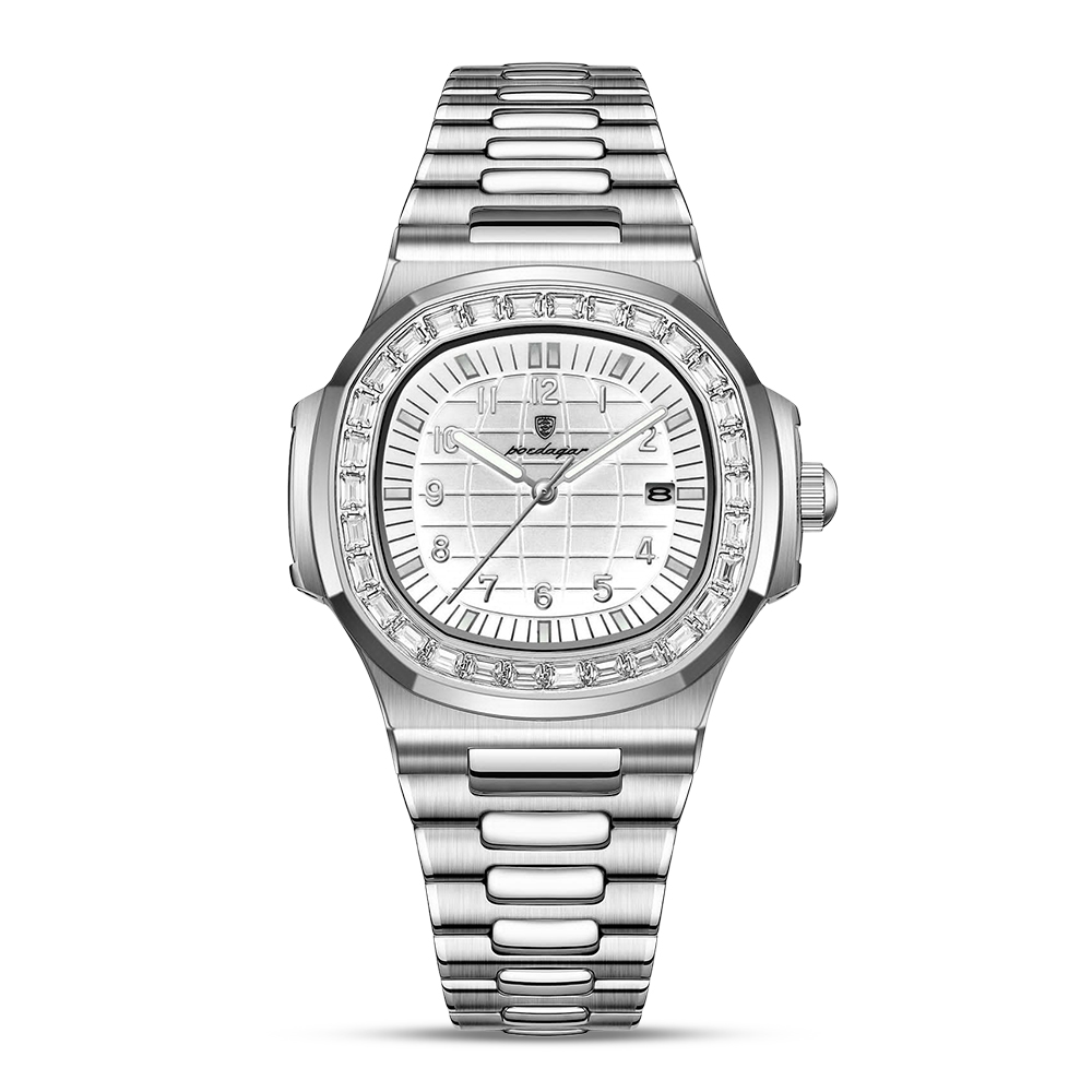 Poedagar 617 Stainless Steel Quartz Wrist Watch For Men - Silver