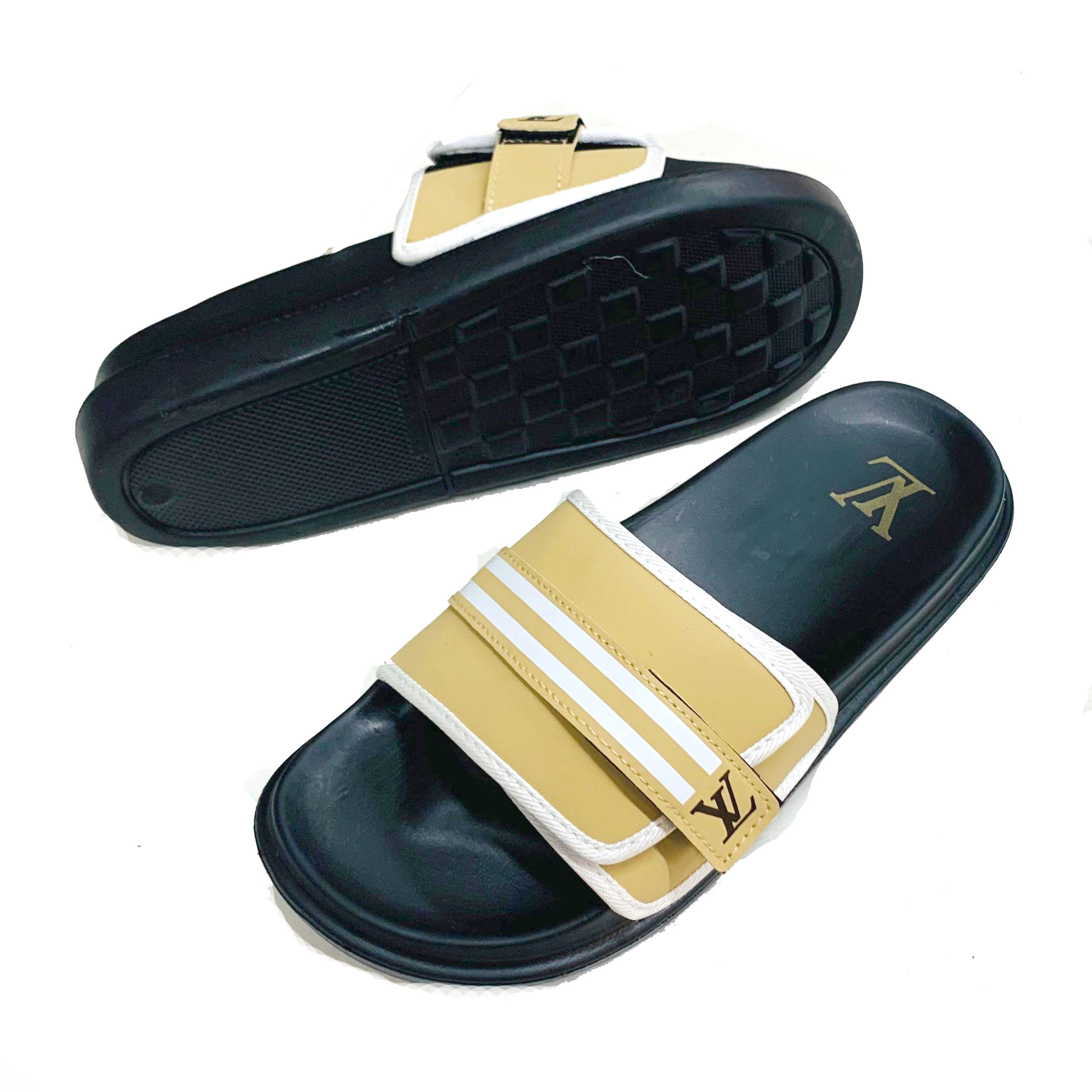 LV PU Leather Slide Slipper For Men - Brown - SL 718