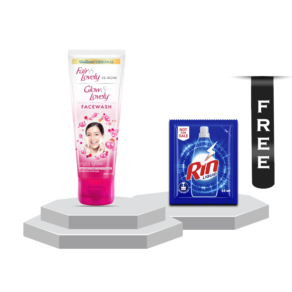 Glow and Lovely  Face Wash With Multivitamins For Women - 100gm With Rin Liquid - 35ml Free