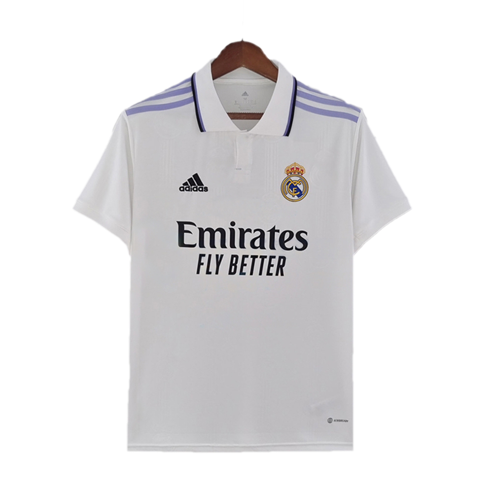 Real Madrid Mesh Cotton Short Sleeve Home Jersey For Unisex - White - Real H1