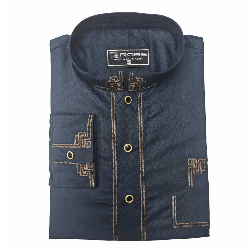 Indian Cotton Embroidery Panjabi For Men - Multicolor - 7619