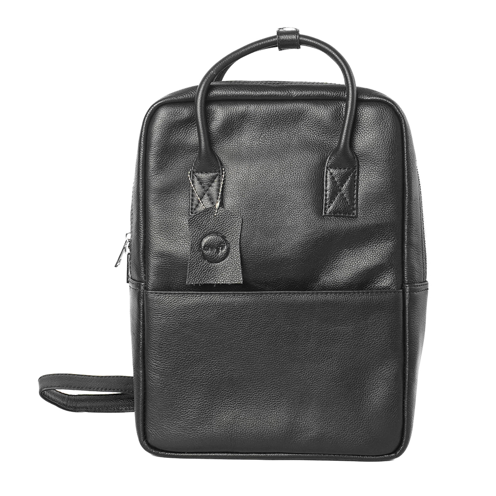 Cotton Twilled Leather Backpack - Black - ES13012