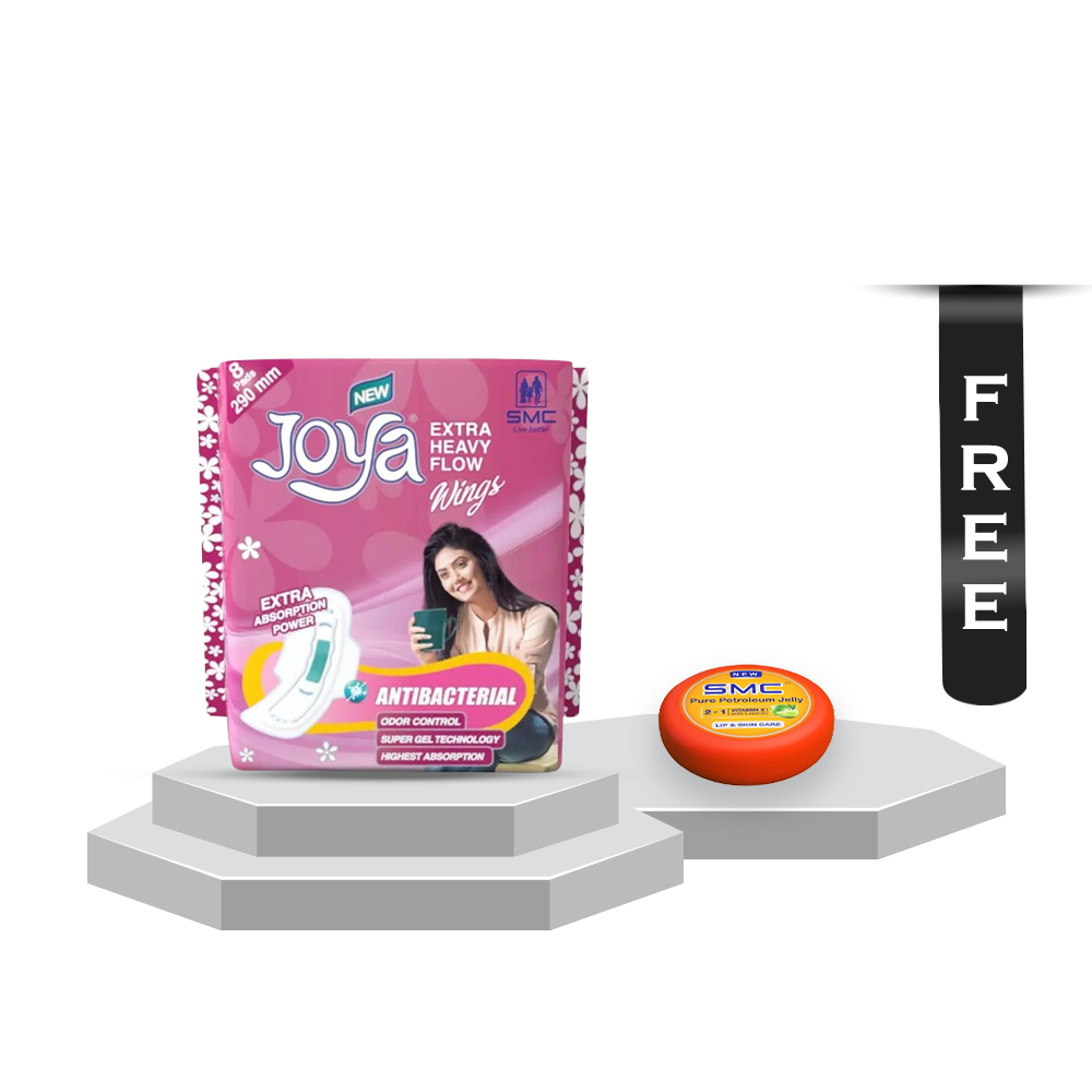 Buy One Joya Extra Heavy Flow Sanitary Napkin - 8Pcs and Get One SMC Lemon Pure Petroleum Jelly - 50ml Free