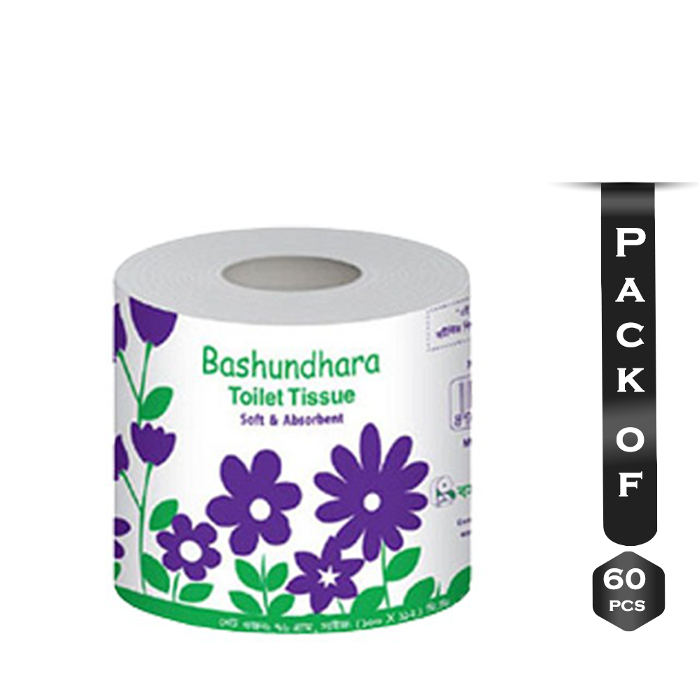 Pack of 60 Pcs Bashundhara Toilet Tissue Paper - White