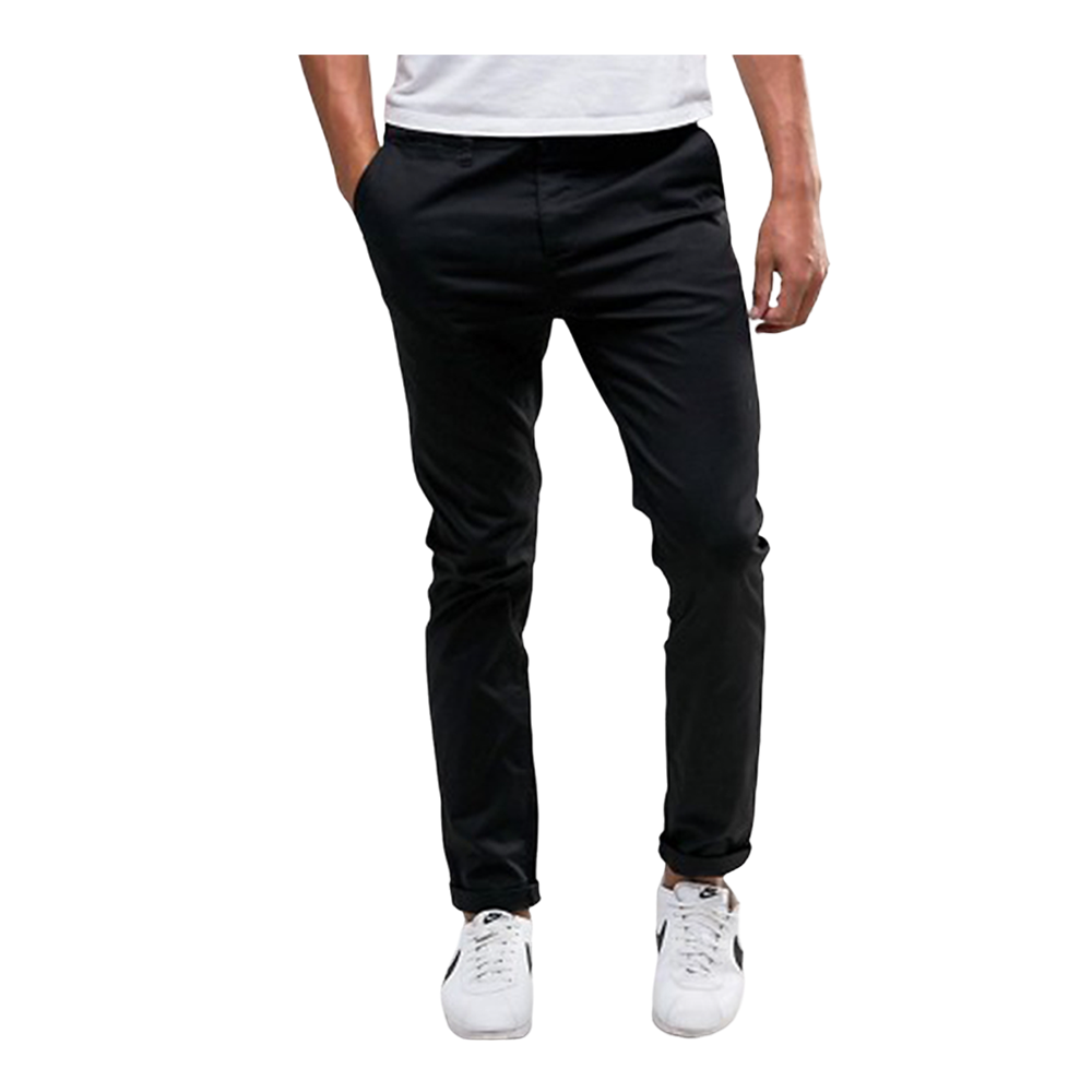 Cotton Chinos Gabardine Pant For Men - Deep Black - NZ-3145