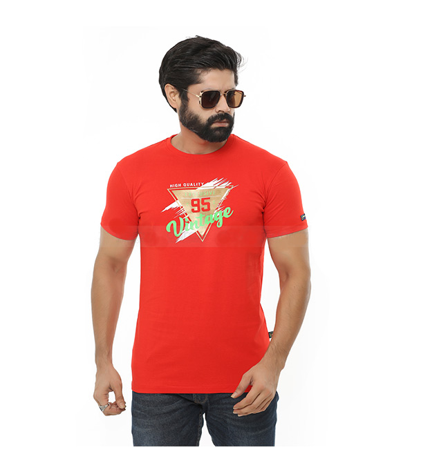 Cotton Short Sleeve T-Shirt for Men - Red