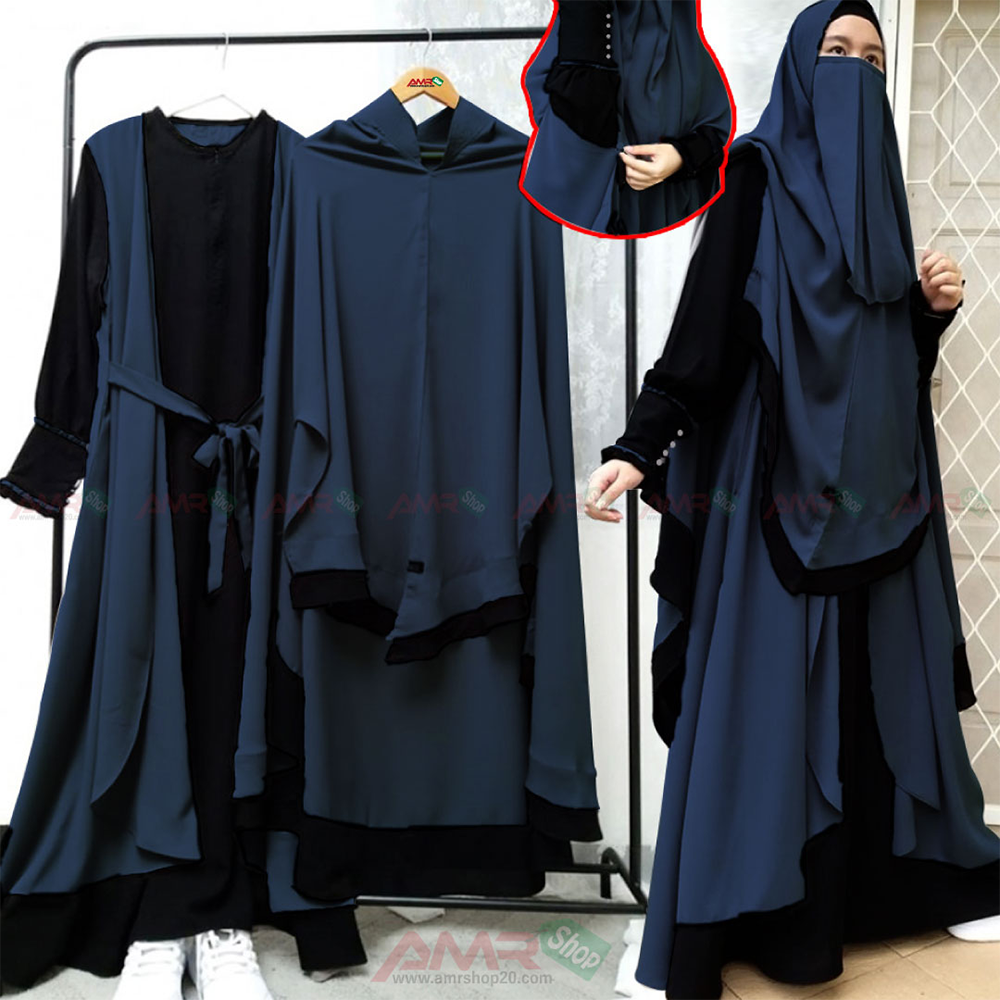 Dubai Cherry Indonesia Hijab and Niqab Burkha Set for Women - Surma - B_440