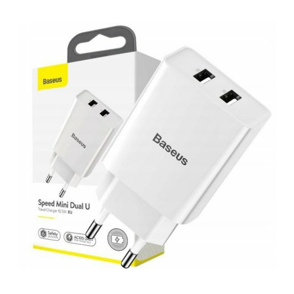 Baseus Speed Mini Dual U Charger 10.5W EU - White