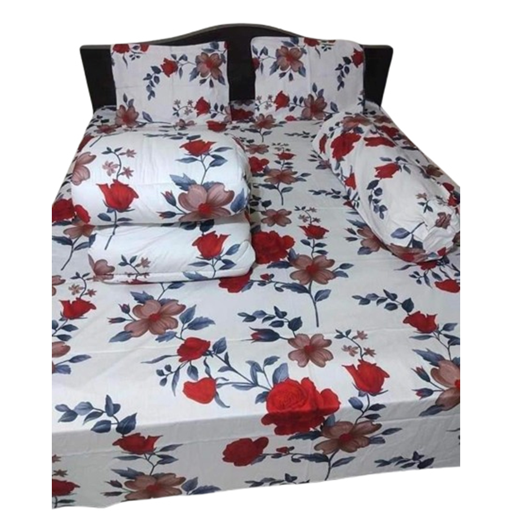 Twill Cotton King Size Five In One Comforter Set - Multicolor - CFS-199