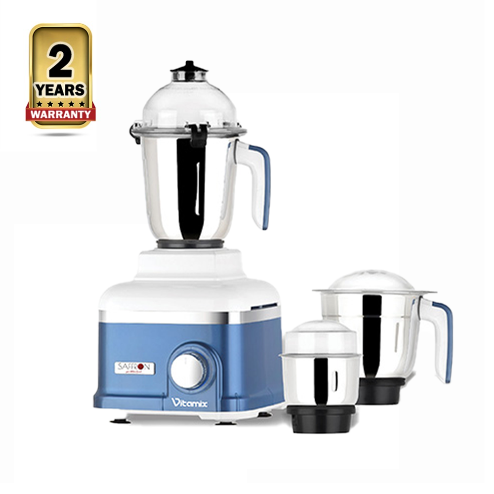 Saffron Vitamix Steel Juicer Mixer Grinder With 3 Jars - 850 Watt -  Metallic Blue