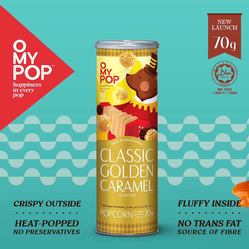 O MY POP Classic Golden Caramel Flavor Popcorn - 70gm