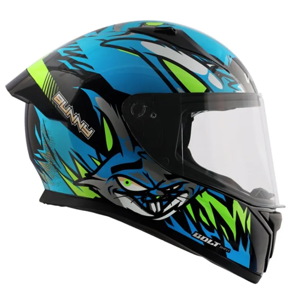 Vega Bolt Bunny Full Face Bike Helmet - Neon Blue