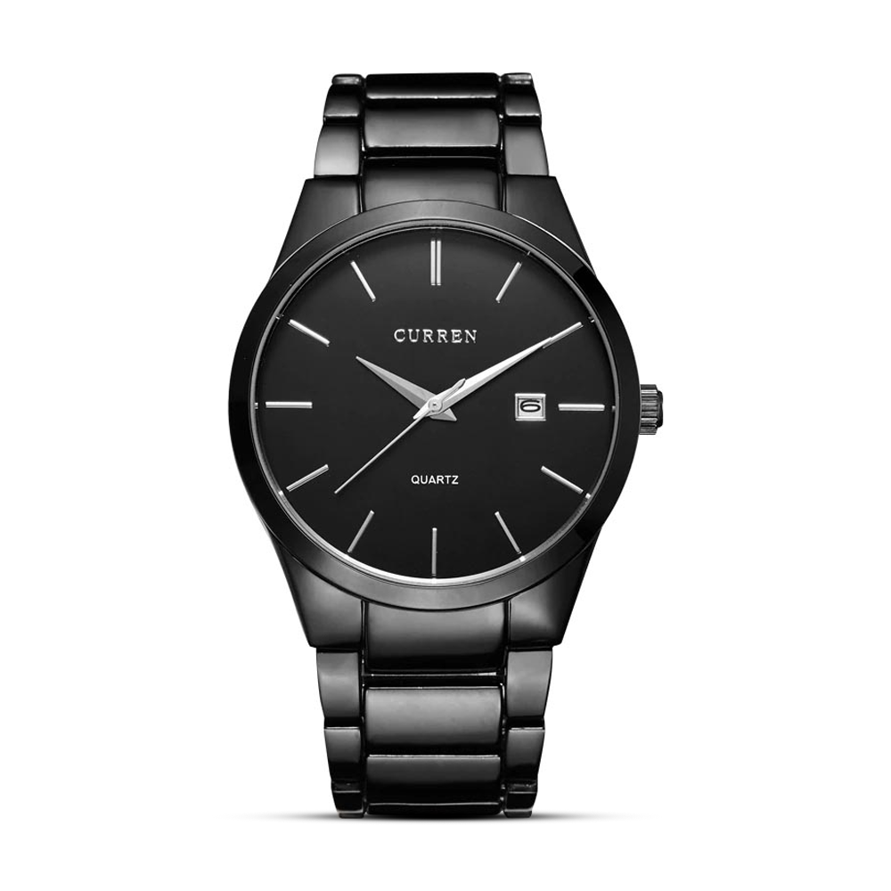 Curren 8106 Stainless Steel Wrist Watch for Men - Black