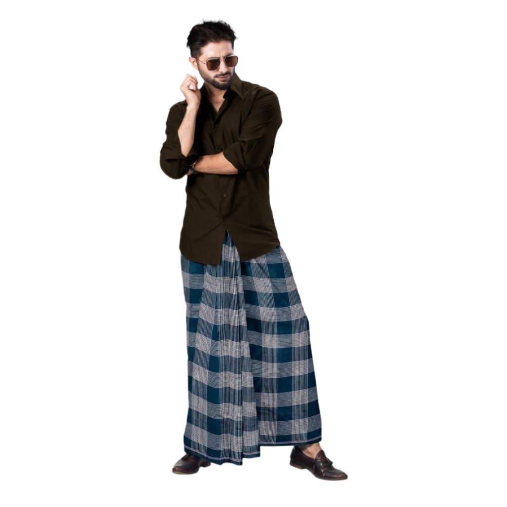 Cotton Checked Lungi for Men - Multicolor - FL124